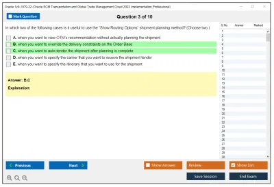 Oracle 1z0-1079-22 Oracle SCM Transportation and Global Trade Management Cloud 2022 Implementation Professional Practice test exam simulator test engine exam Prep practice test questions answers Image 3