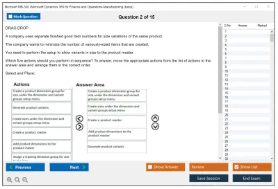 Microsoft MB-320 Microsoft Dynamics 365 for Finance and Operations-Manufacturing  Practice test exam simulator test engine exam Prep practice test questions answers Image 2