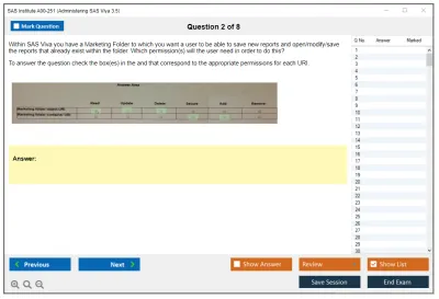 SAS Institute A00-251 Administering SAS Viya 3.5 Practice test exam simulator test engine exam Prep practice test questions answers Image 2