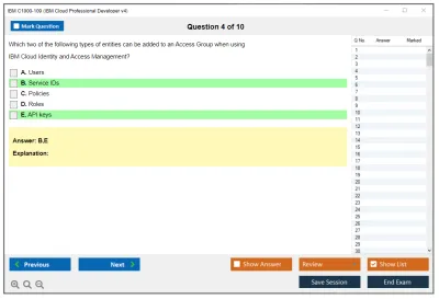 IBM C1000-109 IBM Cloud Professional Developer v4 Practice test exam simulator test engine exam Prep practice test questions answers Image 4