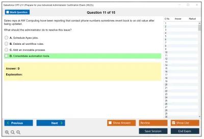 Salesforce CRT-211 Prepare for your Advanced Administrator Certification Exam Practice test exam simulator test engine exam Prep practice test questions answers Image 11