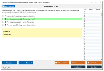 Exin ITSM20F IT Service Management Foundation based on ISO/IEC 20000 (ITSM20F.EN) Practice test exam simulator test engine exam Prep practice test questions answers Image 6