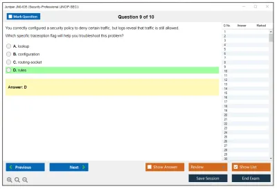 Juniper JN0-635 Security-Professional (JNCIP-SEC) Practice test exam simulator test engine exam Prep practice test questions answers Image 9