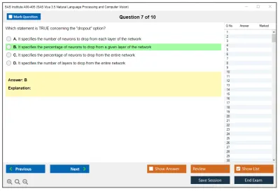 SAS Institute A00-405 SAS Viya 3.5 Natural Language Processing and Computer Vision Practice test exam simulator test engine exam Prep practice test questions answers Image 7