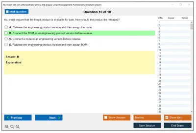 Microsoft MB-335 Microsoft Dynamics 365 Supply Chain Management Functional Consultant Expert Practice test exam simulator test engine exam Prep practice test questions answers Image 10