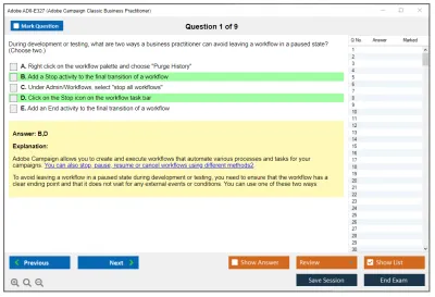 Adobe AD0-E327 Adobe Campaign Classic Business Practitioner - Certified Expert Practice test exam simulator test engine exam Prep practice test questions answers Image 1