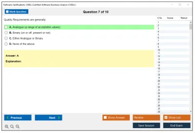 Software Certifications CSBA Certified Software Business Analyst (CSBA) Practice test exam simulator test engine exam Prep practice test questions answers Image 7