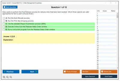 Oracle 1z0-521 Oracle EBS R12.1 Order Management Essentials Practice test exam simulator test engine exam Prep practice test questions answers Image 1