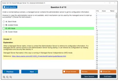 Oracle 1z0-134 Oracle WebLogic Server 12c: Advanced Administrator II Practice test exam simulator test engine exam Prep practice test questions answers Image 9