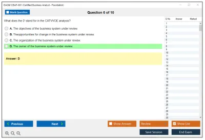 GAQM CBAF-001 Certified Business Analyst - Foundation Practice test exam simulator test engine exam Prep practice test questions answers Image 6