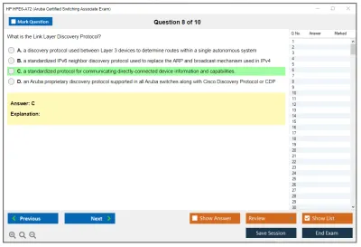 HP HPE6-A72 Aruba Certified Switching Associate Exam Practice test exam simulator test engine exam Prep practice test questions answers Image 8