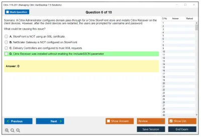 Citrix 1Y0-201 Managing Citrix XenDesktop 7.6 Solutions Practice test exam simulator test engine exam Prep practice test questions answers Image 6