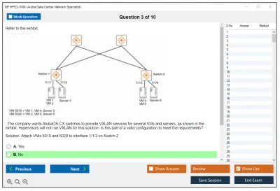 HP HPE2-W09 Aruba Data Center Network Specialist Exam Practice test exam simulator test engine exam Prep practice test questions answers Image 3