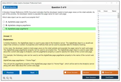 Adobe AD0-E213 Adobe Analytics Developer Professional Exam Practice test exam simulator test engine exam Prep practice test questions answers Image 5