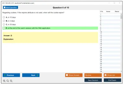 CIW 1D0-435 CIW JavaScript Fundamentals exam Practice test exam simulator test engine exam Prep practice test questions answers Image 6