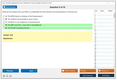 Cisco 300-820 Implementing Cisco Collaboration Cloud and Edge Solutions (300-820 CLCEI) Practice test exam simulator test engine exam Prep practice test questions answers Image 5