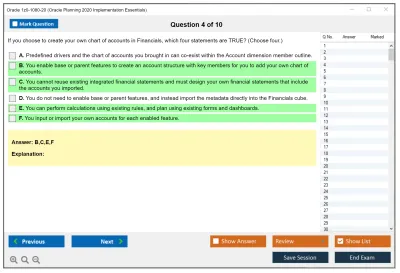 Oracle 1z0-1080-20 Oracle Planning 2020 Implementation Essentials Practice test exam simulator test engine exam Prep practice test questions answers Image 4