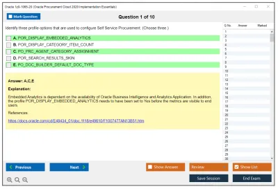 Oracle 1z0-1065-20 Oracle Procurement Cloud 2020 Implementation Essentials Practice test exam simulator test engine exam Prep practice test questions answers Image 1
