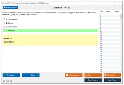 Microsoft 70-412 Configuring Advanced Windows Server 2012 R2 Services Practice test exam simulator test engine exam Prep practice test questions answers Image 17