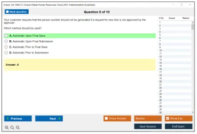 Oracle 1z0-1046-21 Oracle Global Human Resources Cloud 2021 Implementation Essentials Practice test exam simulator test engine exam Prep practice test questions answers Image 8