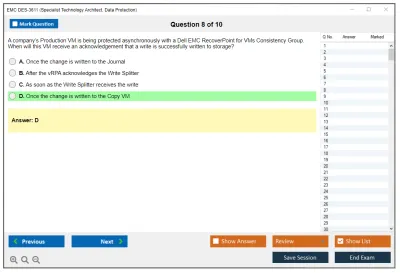 EMC DES-3611 Specialist Technology Architect, Data Protection Practice test exam simulator test engine exam Prep practice test questions answers Image 8