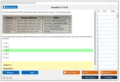 Microsoft MS-500 Microsoft 365 Security Administration Practice test exam simulator test engine exam Prep practice test questions answers Image 17