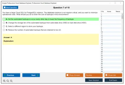 Google Professional-Cloud-Database-Engineer Google Cloud Certified - Professional Cloud Database Engineer Practice test exam simulator test engine exam Prep practice test questions answers Image 7