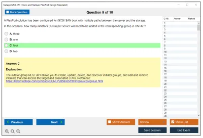 Netapp NS0-173 Cisco and NetApp FlexPod Design Specialist Practice test exam simulator test engine exam Prep practice test questions answers Image 9