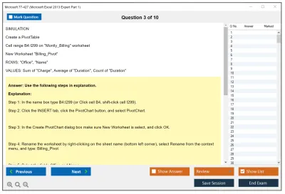 Microsoft 77-427 Excel 2013 Expert Part One Practice test exam simulator test engine exam Prep practice test questions answers Image 3