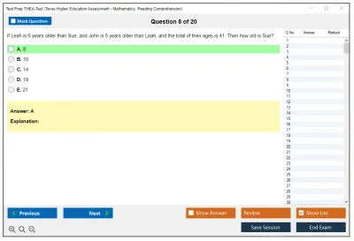 Test Prep THEA-Test Texas Higher Education Assessment - Mathematics, Reading Comprehension Practice test exam simulator test engine exam Prep practice test questions answers Image 8