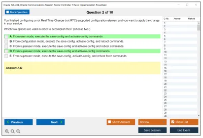 Oracle 1z0-404 Oracle Communications Session Border Controller 7 Basic Implementation Essentials Practice test exam simulator test engine exam Prep practice test questions answers Image 2