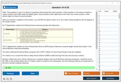 Microsoft DP-100 Designing and Implementing a Data Science Solution on Azure Practice test exam simulator test engine exam Prep practice test questions answers Image 19