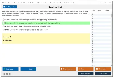 Salesforce Revenue-Cloud-Consultant-Accredited-Professional Salesforce Revenue Cloud Consultant Accredited Professional Practice test exam simulator test engine exam Prep practice test questions answers Image 10