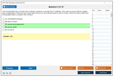CIPS L5M3 Managing Contractual Risk Practice test exam simulator test engine exam Prep practice test questions answers Image 5