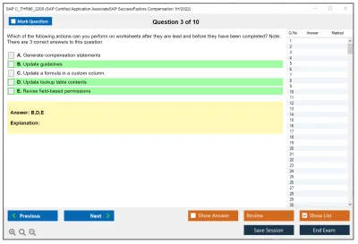 SAP C_THR86_2205 SAP Certified Application AssociateSAP SuccessFactors Compensation 1H/2022 Practice test exam simulator test engine exam Prep practice test questions answers Image 3