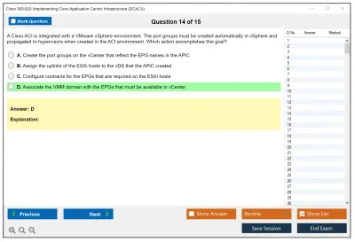Cisco 300-620 Implementing Cisco Application Centric Infrastructure (300-620 DCACI) Practice test exam simulator test engine exam Prep practice test questions answers Image 14