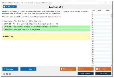 Salesforce CPQ-211 Salesforce CPQ Admin Essentials for Experienced Administrators Practice test exam simulator test engine exam Prep practice test questions answers Image 3