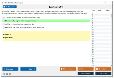 CIW 1D0-520 CIW v5 Site Designer Practice test exam simulator test engine exam Prep practice test questions answers Image 3
