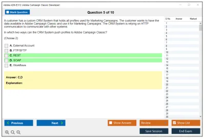 Adobe AD0-E312 Adobe Campaign Classic Developer Practice test exam simulator test engine exam Prep practice test questions answers Image 5