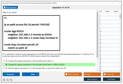 Cisco 300-510 Implementing Cisco Service Provider Advanced Routing Solutions Practice test exam simulator test engine exam Prep practice test questions answers Image 11