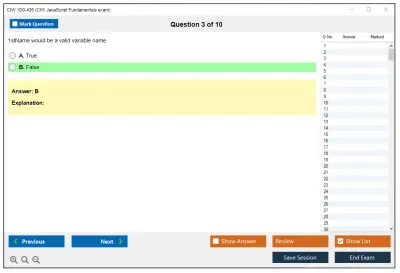 CIW 1D0-435 CIW JavaScript Fundamentals exam Practice test exam simulator test engine exam Prep practice test questions answers Image 3