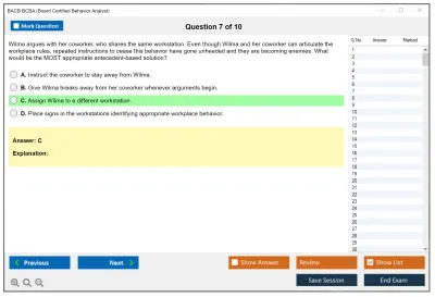 BACB BCBA Board Certified Behavior Analyst Practice test exam simulator test engine exam Prep practice test questions answers Image 7