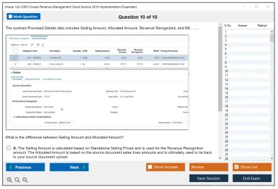 Oracle 1z0-1059 Oracle Revenue Management Cloud Service 2019 Implementation Essentials Practice test exam simulator test engine exam Prep practice test questions answers Image 10