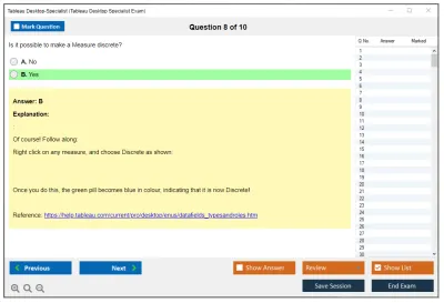 Tableau Desktop-Specialist Tableau Desktop Specialist Exam Practice test exam simulator test engine exam Prep practice test questions answers Image 8
