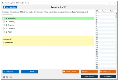 The Open Group OG0-091 TOGAF 9 Part 1 Practice test exam simulator test engine exam Prep practice test questions answers Image 7