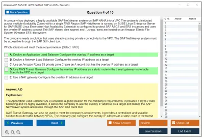 Amazon AWS PAS-C01 AWS Certified: SAP on AWS - Specialty Practice test exam simulator test engine exam Prep practice test questions answers Image 4