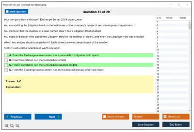 Microsoft MS-203 Microsoft 365 Messaging Practice test exam simulator test engine exam Prep practice test questions answers Image 12