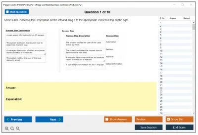 Pegasystems PEGAPCBA87V1 Pega Certified Business Architect (PCBA) 87V1 Practice test exam simulator test engine exam Prep practice test questions answers Image 1