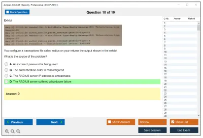 Juniper JN0-636 Security, Professional (JNCIP-SEC) Practice test exam simulator test engine exam Prep practice test questions answers Image 10