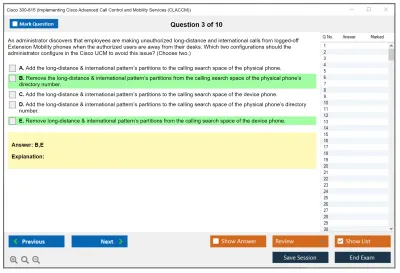 Cisco 300-815 Implementing Cisco Advanced Call Control and Mobility Services (CLACCM) Practice test exam simulator test engine exam Prep practice test questions answers Image 3